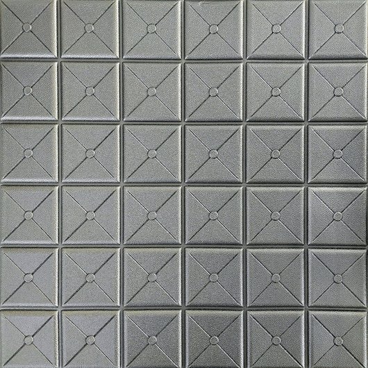 Панель стеновая самоклеящаяся декоративная 3D квадрат серый 700x700x8мм, серый