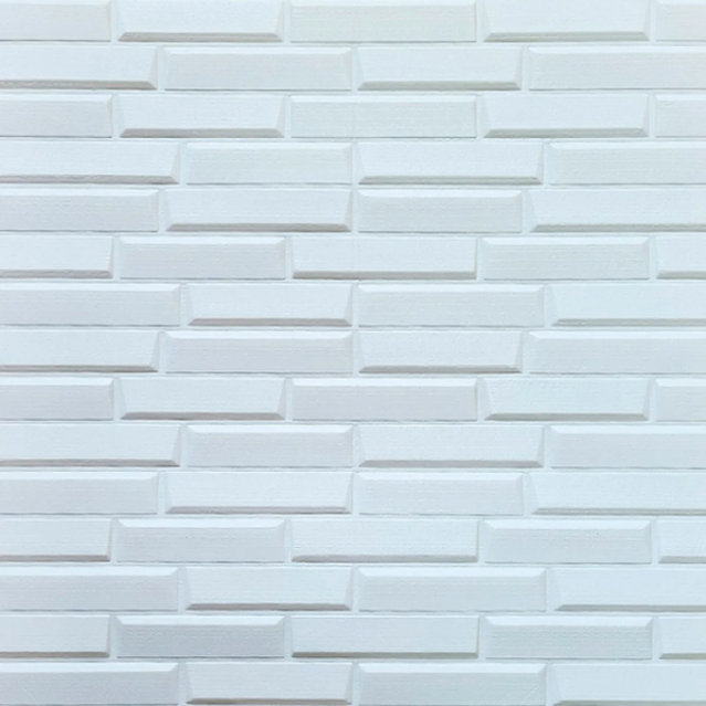 Панель стінова самоклеюча декоративна 3D кладка біла 700 х 770 х 7 мм, Білий