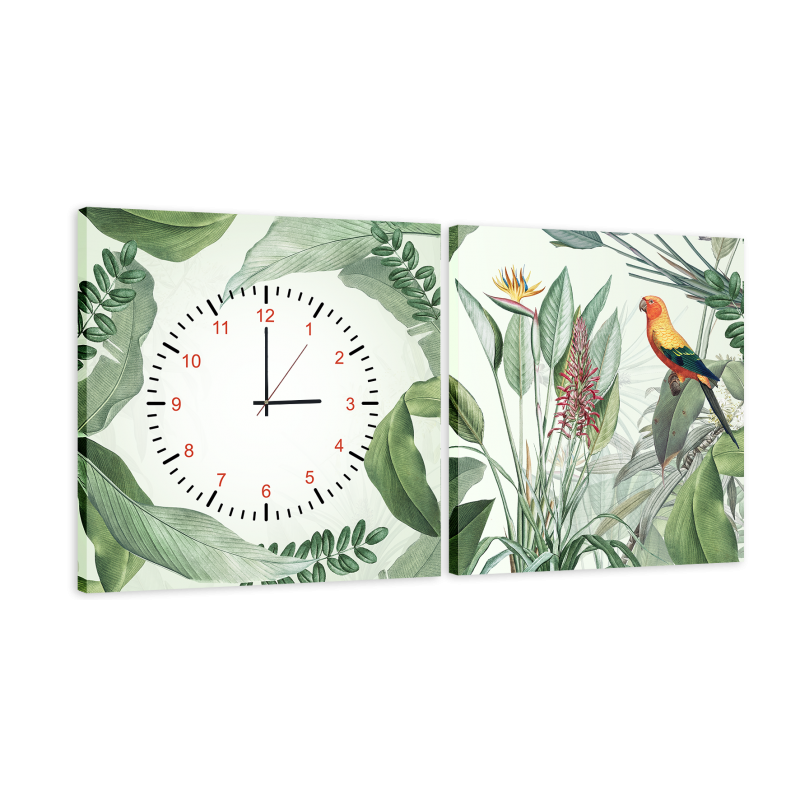 Годинник модульний картина Рослини 29 см х 60 см