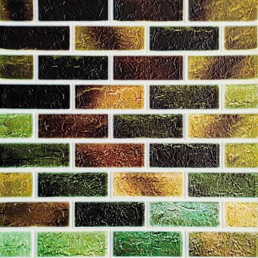 Панель стінова самоклеюча декоративна 3D під цеглу зелений мікс 700х770х5мм, Зелений