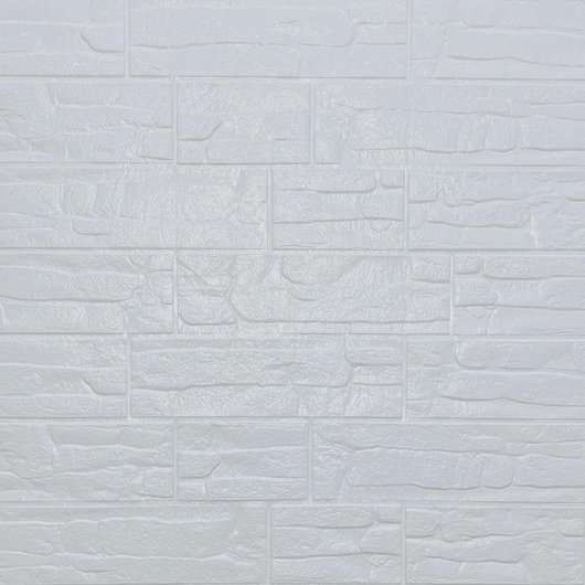 Панель стеновая самоклеющаяся декоративная 3D Белый рваный кирпич 700х770х5мм, Белый