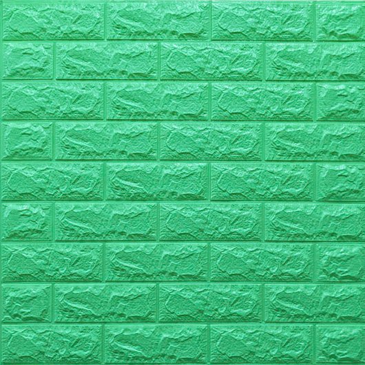 Панель стеновая самоклеющаяся декоративная 3D под кирпич зелёный 700x770x7мм, Зелёный