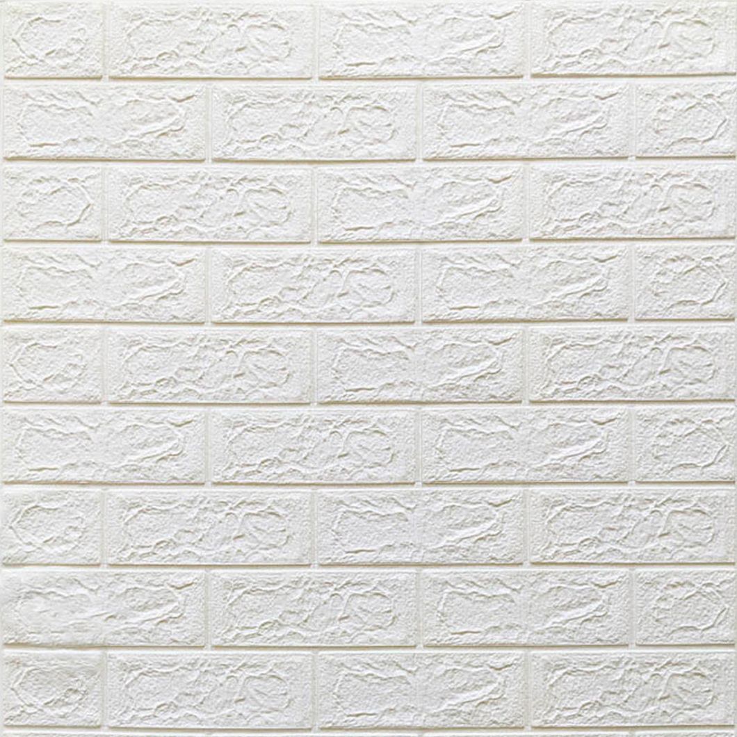 Панель стінова самоклеюча декоративна 3D під цеглу Білий 700х770х4мм, Білий