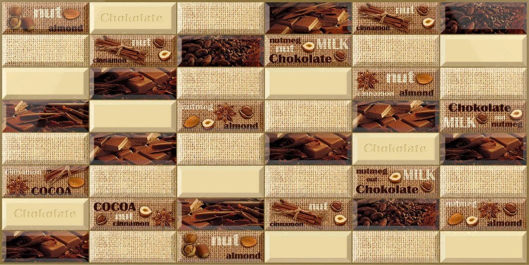 Панель стінова декоративна пластикова плитка ПВХ "Шоколад" 957 мм х 477 мм, Коричневий, Коричневий