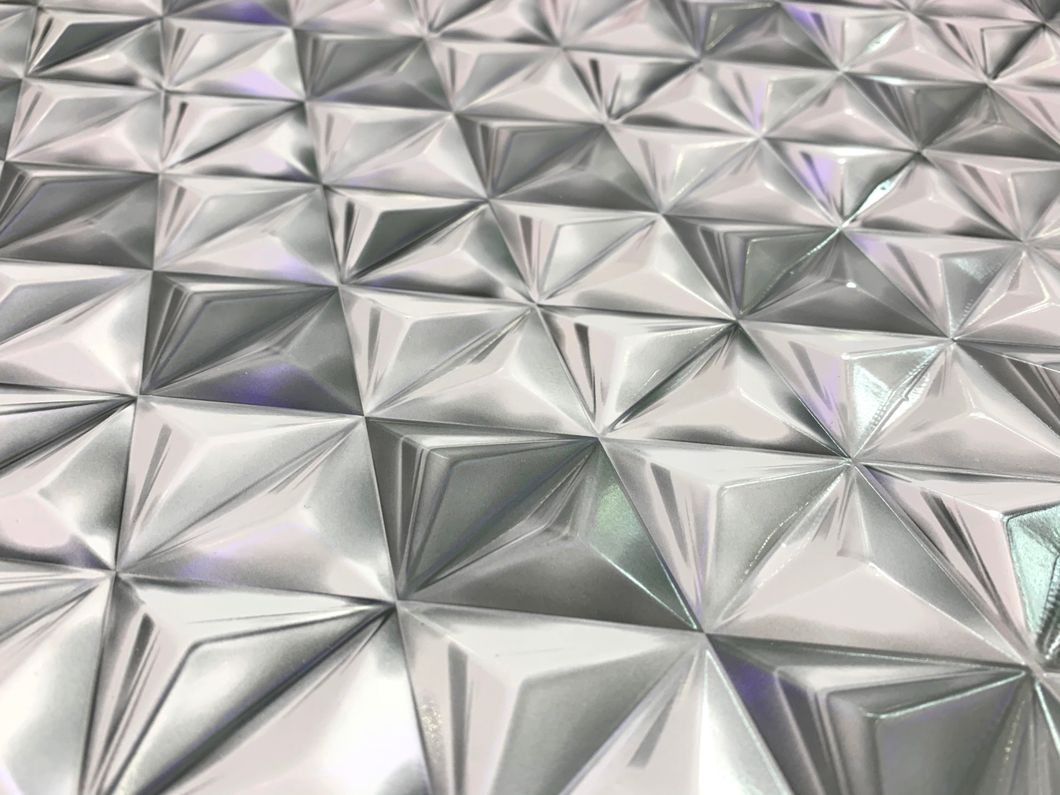Панель стеновая декоративная пластиковая кристалл ПВХ "Хром" 935 мм х 481 мм, серый, серый