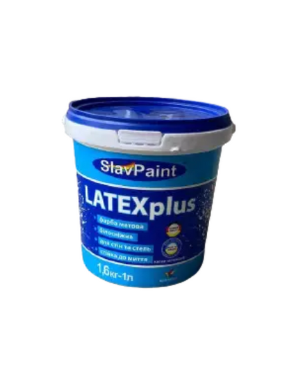 Фарба латексна для фарбування стін, стель, шпалер K 140 LATEX plus "Slav Paint" 1,6кг-1л стійка до миття, Білий, Білий