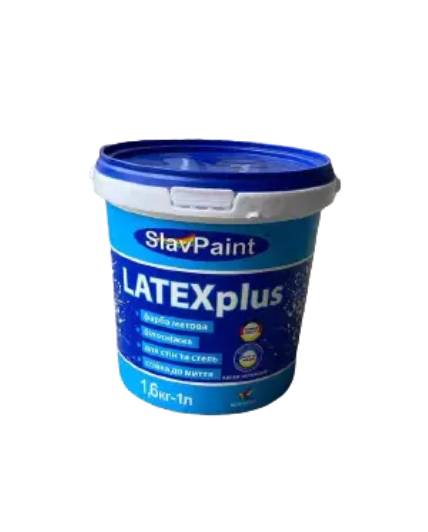 Краска латексная для покраски стен, потолков, обоев K 140 LATEX plus "Slav Paint" 1,6кг-1л., Белый, Белый