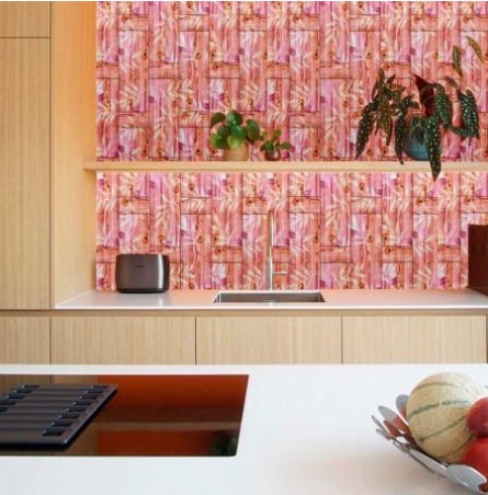 Панель стінова самоклеюча декоративна 3D бамбукова кладка помаранчева 700х700х8.5мм, Оранжевый
