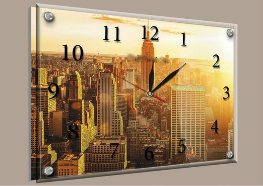 Часы-картина под стеклом Мегаполис 30 см x 40 см