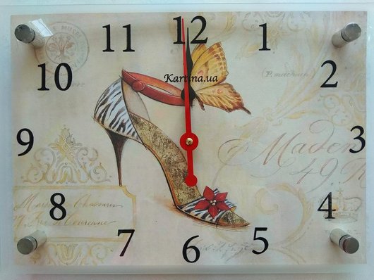 Годинник-картина під склом Туфелька 25 см x 35 см