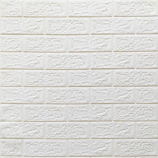 Панель стінова самоклеюча декоративна 3D під цеглу Білий 700х770х4мм, Білий