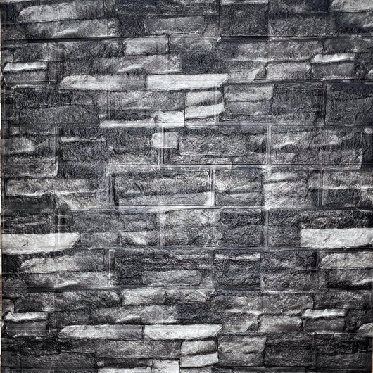 Панель стеновая самоклеющаяся декоративная 3D под кирпич серый песчаник матовый 700x770x5мм, серый