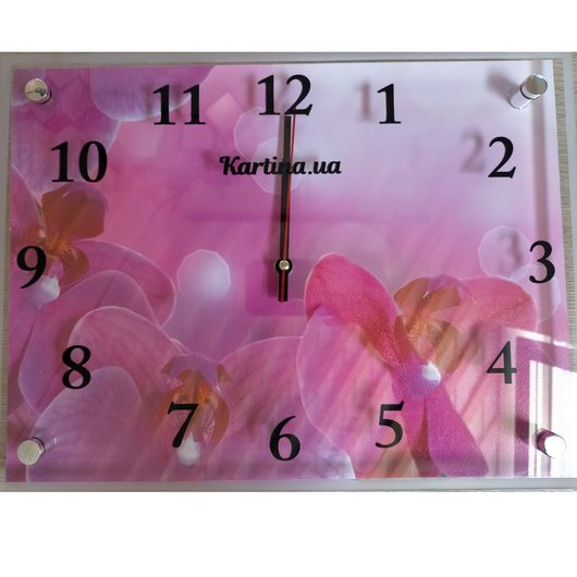 Часы-картина под стеклом Орхидеи 30 см х 40 см