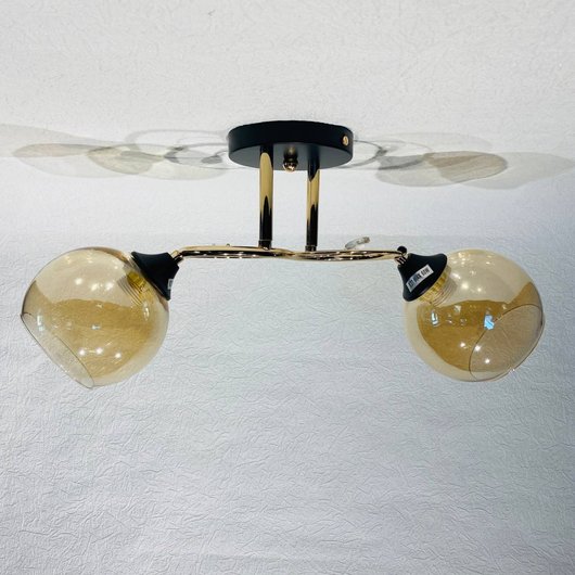 Люстра 2 лампы, золотая в гостиную, спальню стекло в классическом стиле (XA1436В/2), Золотой