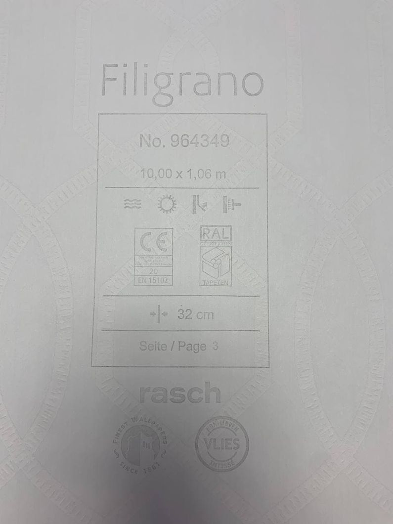 Обои виниловые на флизелиновой основе Rasch Filigrano зелёный 1,06 х 10,05м (964349)