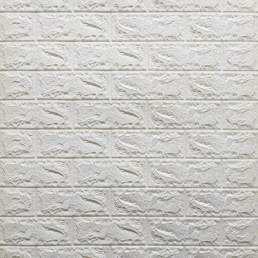 Панель стінова самоклеюча декоративна 3D під цеглу Білий 700х770х3мм, Білий