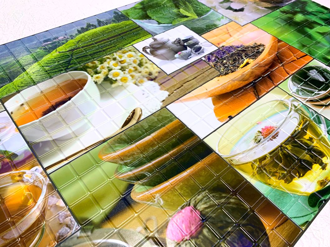 Панель стінова декоративна пластикова мозаїка ПВХ "Аромати чаю" 957 мм х 480 мм, Зелений, Зелений