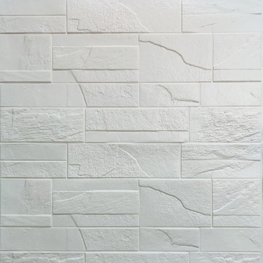 Панель стеновая самоклеющаяся декоративная 3D Белый битый кирпич 700х770х5мм, Белый