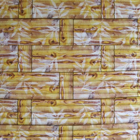 Панель стеновая самоклеящаяся декоративная 3D бамбуковая кладка желтая 700x700x8.5мм, Жёлтый