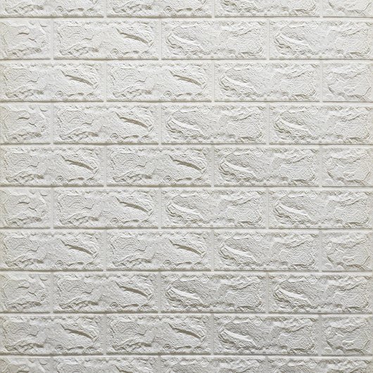 Панель стеновая самоклеющаяся декоративная 3D под кирпич Белый 700х770х3мм, Белый