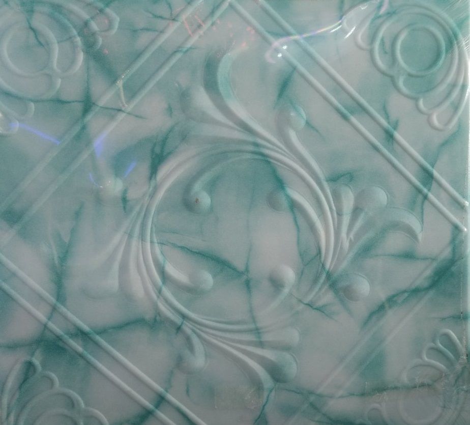 Плитка потолочна з пенополістеролу мармур зелений 50x50 8шт/уп, Зелений, Зелений