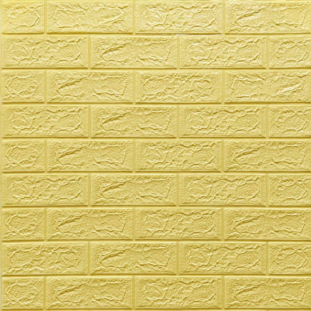 Панель стеновая самоклеющаяся декоративная 3D под кирпич желто-песочный 700x770x3мм, Песочный