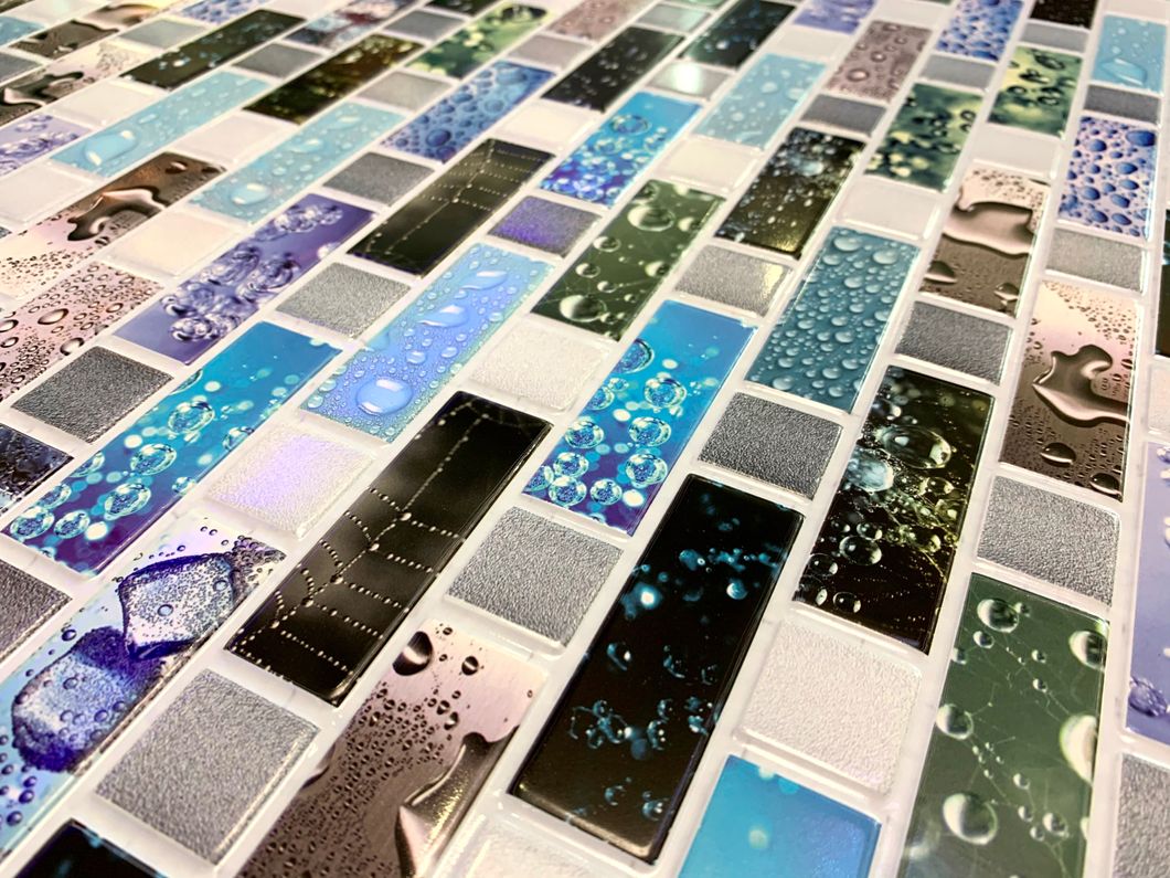 Панель стінова декоративна пластикова мозаїка ПВХ "Крапля" 948 мм х 480 мм, Темно-синій, Темно-синій