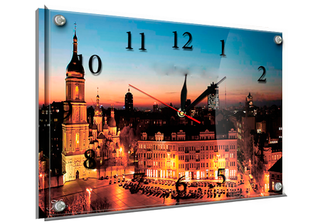 Часы-картина под стеклом Ночной город 30 см x 40 см