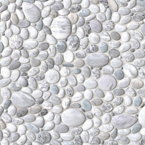 Панель стеновая декоративная пластиковая камень ПВХ "Галька Серая" 980 мм х 640 мм, серый, серый