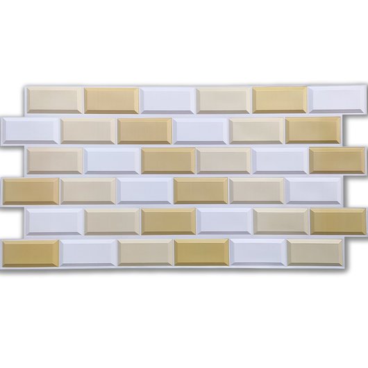 Панель стінова декоративна ПВХ панель біло-бежева клінкерна цегла 960Х480Х4ММ (1163), Бежевий, Бежевий