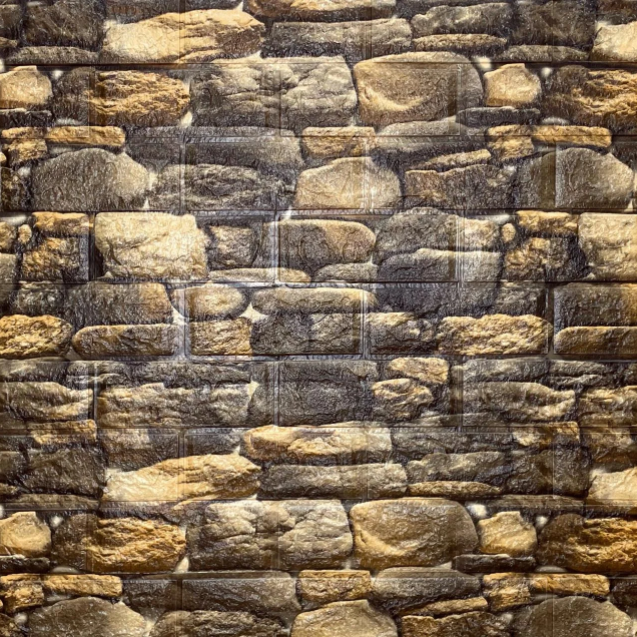 Панель стеновая самоклеющаяся декоративная 3D под камень матовый 700 х 770 х 5 мм, Коричневый