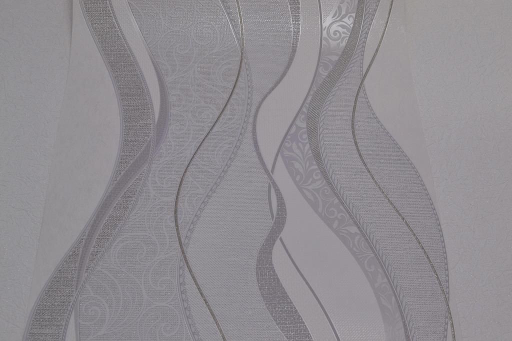 Обои виниловые на бумажной основе Славянские обои Comfort В58,4 белые с серым 0,53 х 10,05м (9406-03)
