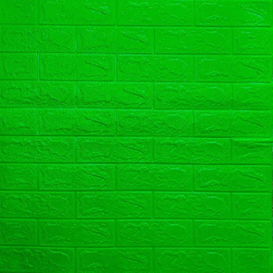Панель стінова самоклеюча декоративна 3D під цеглу Зелений 700х770х3мм, Зелений
