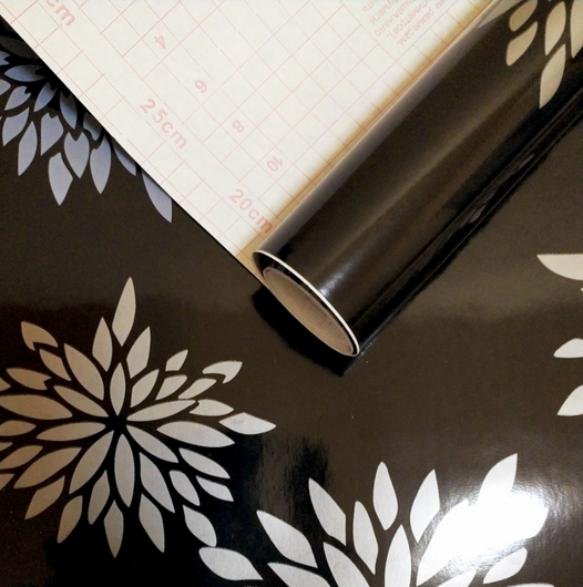 Самоклейка декоративна Hongda Хризантеми чорний глянець 0,45 х 15м, Черный