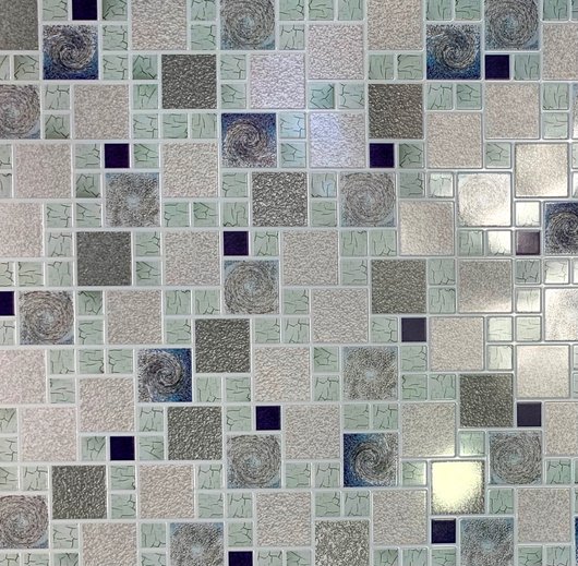 Панель стеновая декоративная пластиковая мозаика ПВХ "Морская соль" 954 мм х 478 мм, серый, серый