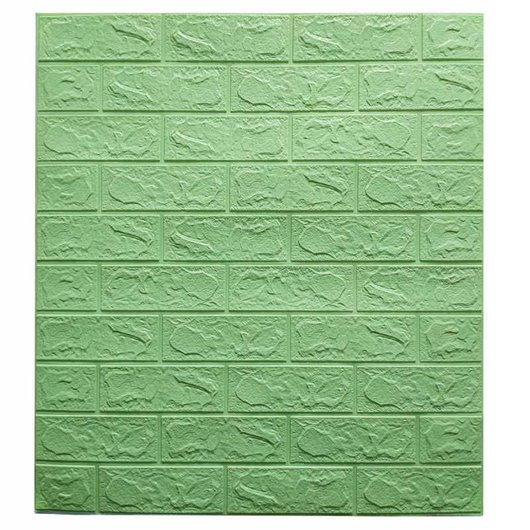 Панель стеновая самоклеющаяся декоративная 3D Кирпич Зелёный 700x770x3мм, Зелёный