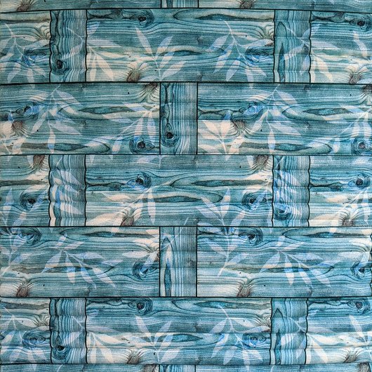 Панель стінова самоклеюча декоративна 3D бамбукова кладка бірюза 700x700x8.5мм, Бирюзовый